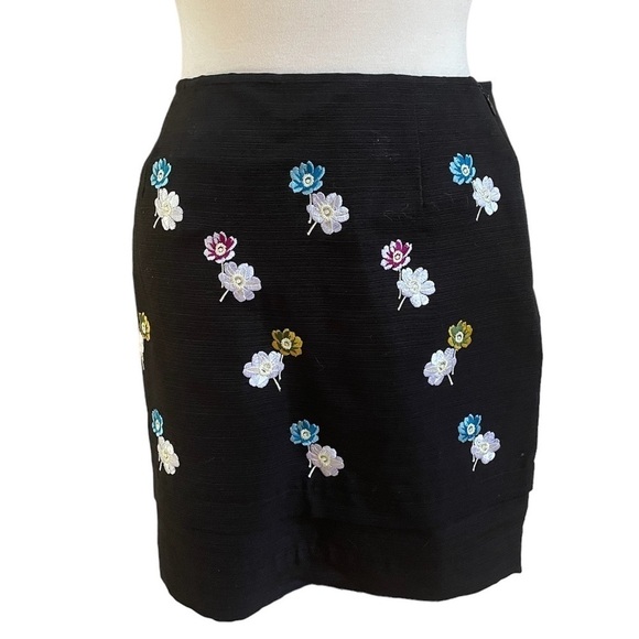 Anthropologie HD in Paris Skirt Cotton & Silk Floral Embroidered 2 NWT Campanula - Picture 8 of 8